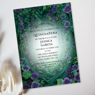 Summer Fairy Tale Enchanted Forest Quinceañera Invitation