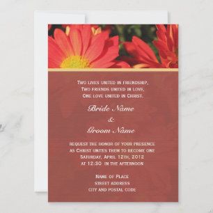 Summer, fall orange daisy flower Christian wedding Invitation