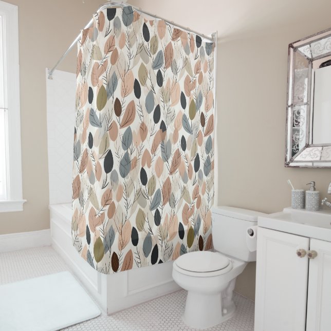 Summer Fall Rustic Eucalyptus Watercolor Leaves  Shower Curtain (In Situ)