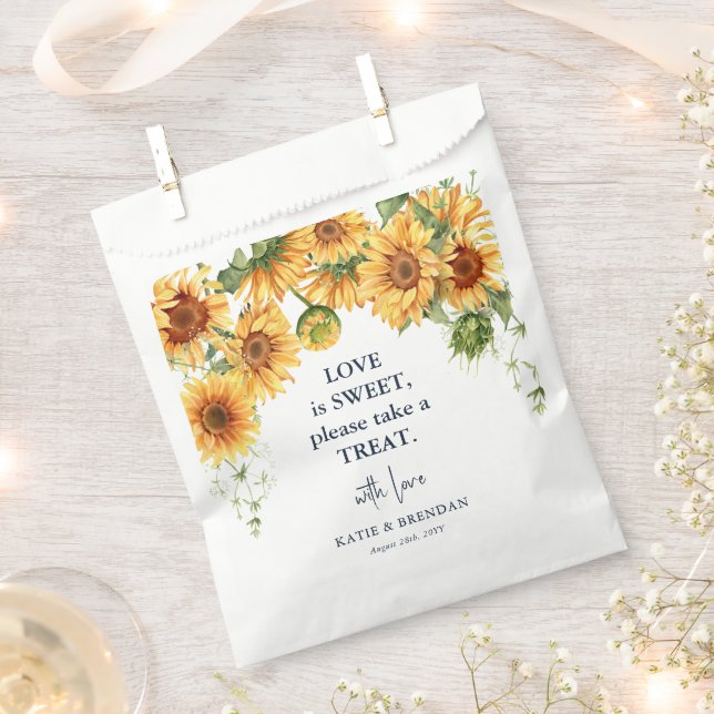 Summer Fall Sunflower Floral Wedding Favour Bags (Clipped)