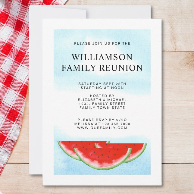 Summer Family Reunion Party Picnic BBQ Watermelon Invitation (Creator Uploaded)
