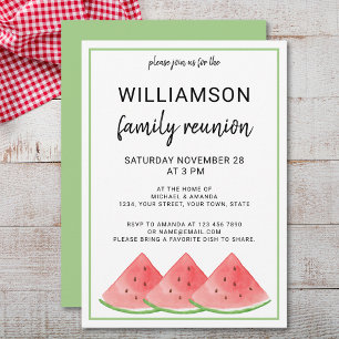 Summer Family Reunion Watermelon Picnic Party Invitation