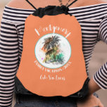 Summer Family Vacation Orange Drawstring Bag<br><div class="desc">A stylish drawstring bag features a summer vacation illustration on orange background along with your family name and year in chic lettering. Perfect bags to stuff with fun stuff for everyone on your vacation.</div>