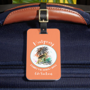 Summer Family Vacation Orange Luggage Tag