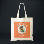 Summer Family Vacation Orange Tote Bag<br><div class="desc">A stylish tote bag features a summer vacation illustration on an orange background along with your family name, first name and year in chic lettering. Perfect bags to stuff with fun stuff for everyone on your vacation. MATCHING items in our collection.</div>