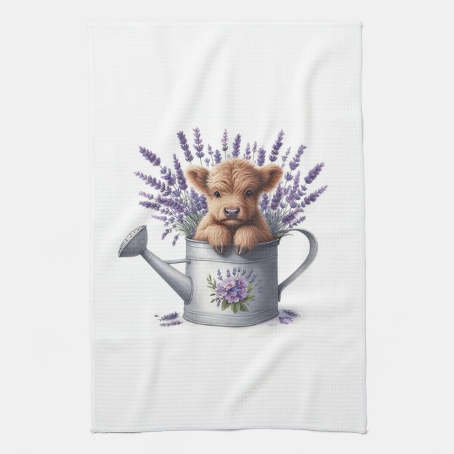 Summer Farm Baby Cow Tea Towel (Vertical)