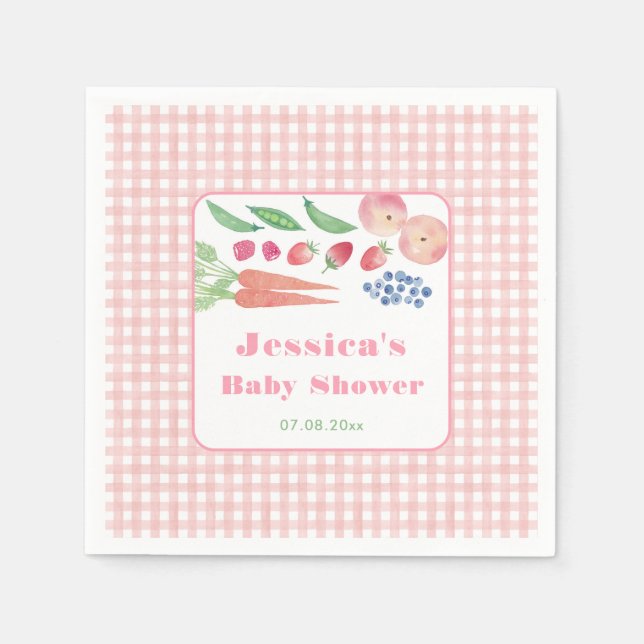 Summer Farmers Market Baby Shower Party For Girl Napkin (Front)