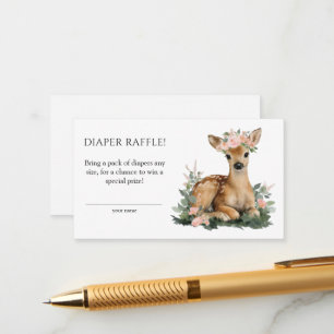 Summer Fawn Watercolor Baby Shower Diaper Raffle Enclosure Card
