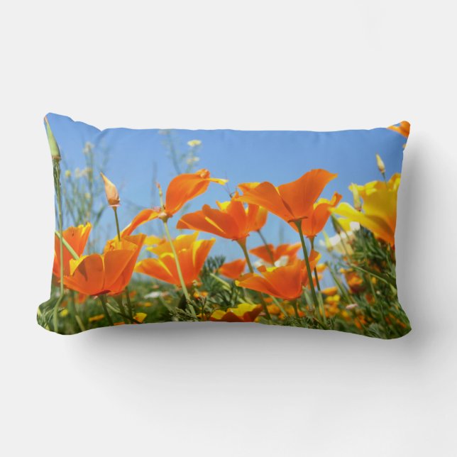 Summer feeling of wild orange flowers. lumbar cushion (Front)