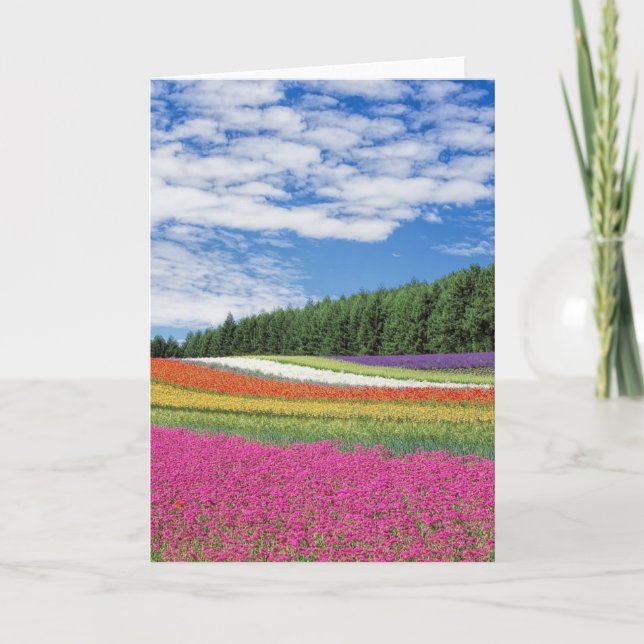 Summer Field Rows of Flowers Card (Front)