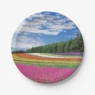 Summer Field Rows of Flowers Paper Plate
