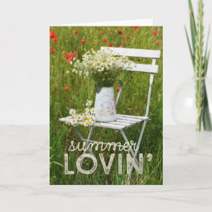 Summer Field Wild Flowers Poppies + Text Card