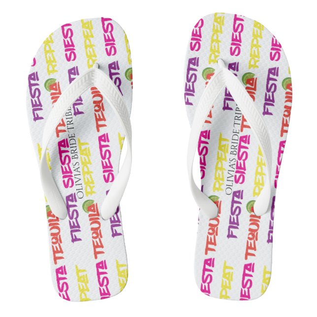 Summer Fiesta Siesta Tequila Repeat Bride Tribe Jandals (Footbed)