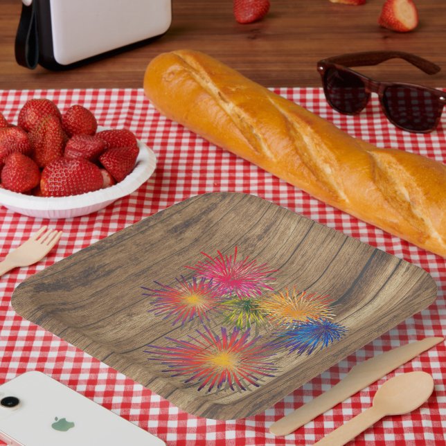 Summer Fireworks BBQ Paper Plate (Picnic)