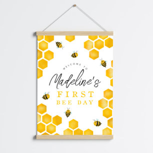 Summer First Bee Day 1st Birthday Welcome Sign