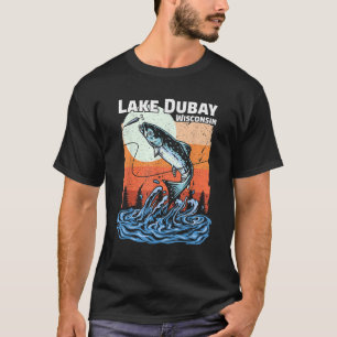 Summer Fishing Retro Sunset Wisconsin Dubay Lake T-Shirt