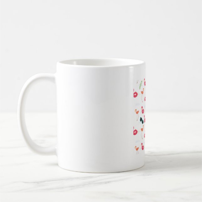 summer flamingo beach party blue coffee mug (Left)