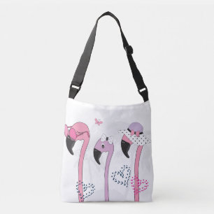 Summer Flamingo: Beach Vintage Illustration. Crossbody Bag