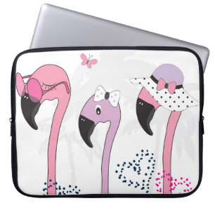 Summer Flamingo: Beach Vintage Illustration. Laptop Sleeve