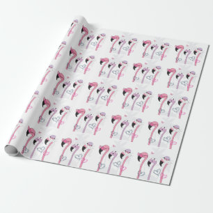 Summer Flamingo: Beach Vintage Illustration. Wrapping Paper
