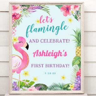 Summer Flamingo Birthday Party Welcome Sign