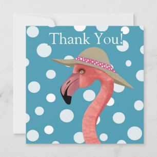 Summer Flamingo   Blue Polka Dots Thank You