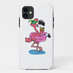 Summer Flamingo cartoon   choose background colour Case-Mate iPhone Case