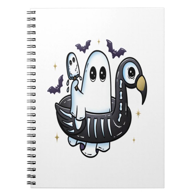 Summer Flamingo Floatie Notebook (Front)