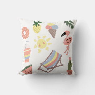 Summer Flamingo Hand Drawn Doodles Cushion