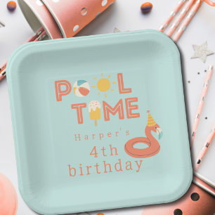 summer flamingo popsicle kids birthday pool party paper plate