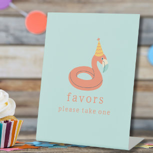 summer flamingo popsicle kids birthday pool party pedestal sign