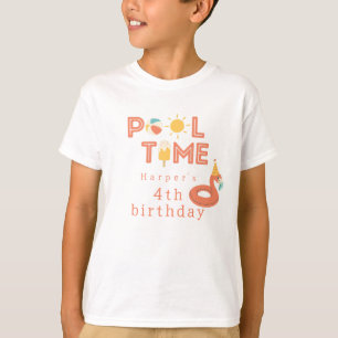 summer flamingo popsicle kids birthday pool party T-Shirt