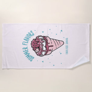 Summer Flavours Dripping Ice Cream Beach Towel