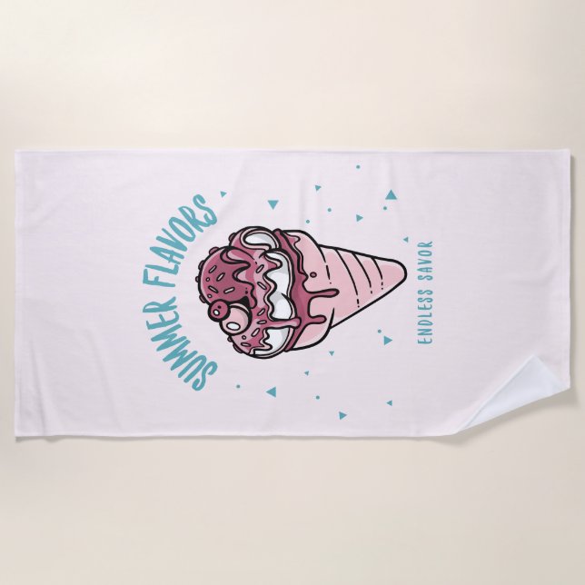 Summer Flavours Dripping Ice Cream Beach Towel (Front)