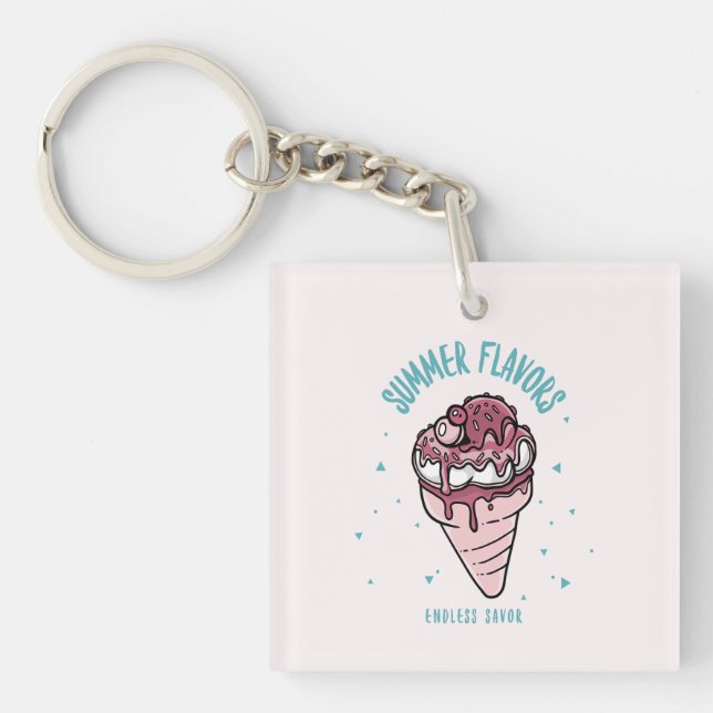 Summer Flavours Dripping Ice Cream Key Ring (Front)