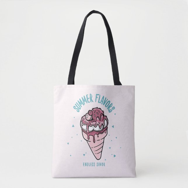 Summer Flavours Dripping Ice Cream Tote Bag (Front)
