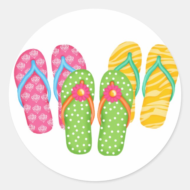 Summer Flip Flops Classic Round Sticker (Front)