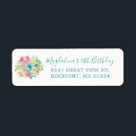 Summer Floral 18th Birthday Return Address<br><div class="desc">Add a pretty touch to your 18th birthday invitation envelope. A summer watercolor floral bouquet decorates the left side. A classic script font let's people know the special occasion. A traditional font adds the address.</div>
