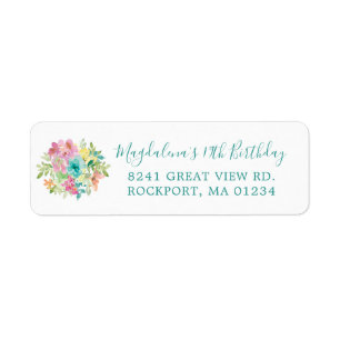 Summer Floral 19th Birthday Return Address