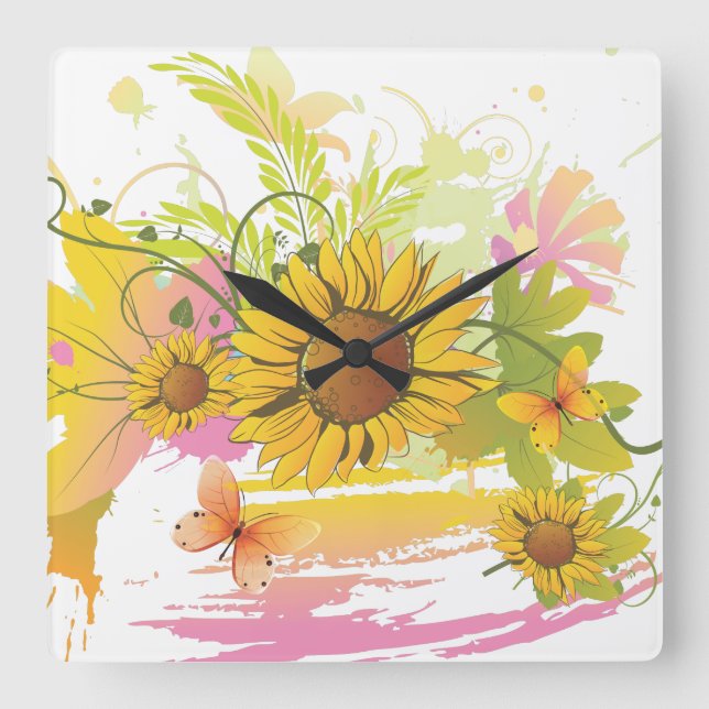 Summer Floral 1A Wall Clock (Front)