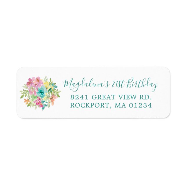 Summer Floral 21st Birthday Return Address (Front)