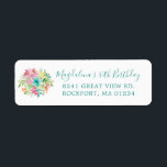 Summer Floral 80th Birthday Return Address<br><div class="desc">Add a pretty touch to your 80th birthday invitation envelope. A summer watercolor floral bouquet decorates the left side. A classic script font let's people know the special occasion. A traditional font adds the address.</div>
