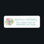 Summer Floral 90th Birthday Return Address<br><div class="desc">Add a pretty touch to your 90th birthday invitation envelope. A summer watercolor floral bouquet decorates the left side. A classic script font let's people know the special occasion. A traditional font adds the address.</div>