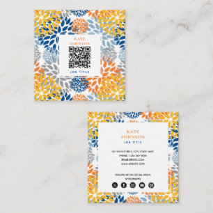 Summer Floral Abstract Bright Colors Pattern Square Business Card