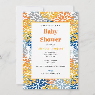 Summer Floral Abstract Bright Colours Baby Shower Invitation