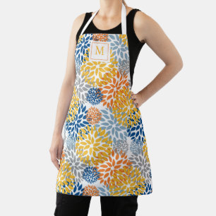 Summer Floral Abstract Bright Colours Monogrammed Apron