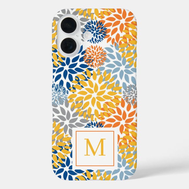 Summer Floral Abstract Bright Colours Monogrammed Case-Mate iPhone Case (Back)