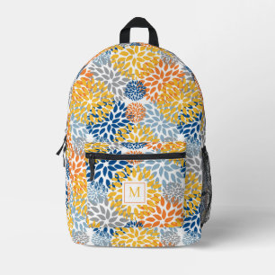 Summer Floral Abstract Bright Colours Monogrammed Printed Backpack