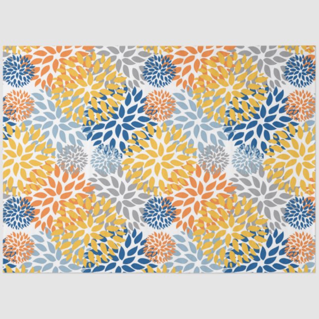 Summer Floral Abstract Bright Colours Pattern Tissue Paper (Front)