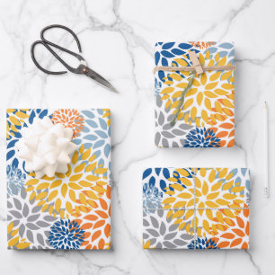 Summer Floral Abstract Bright Colours Pattern Wrapping Paper Sheet